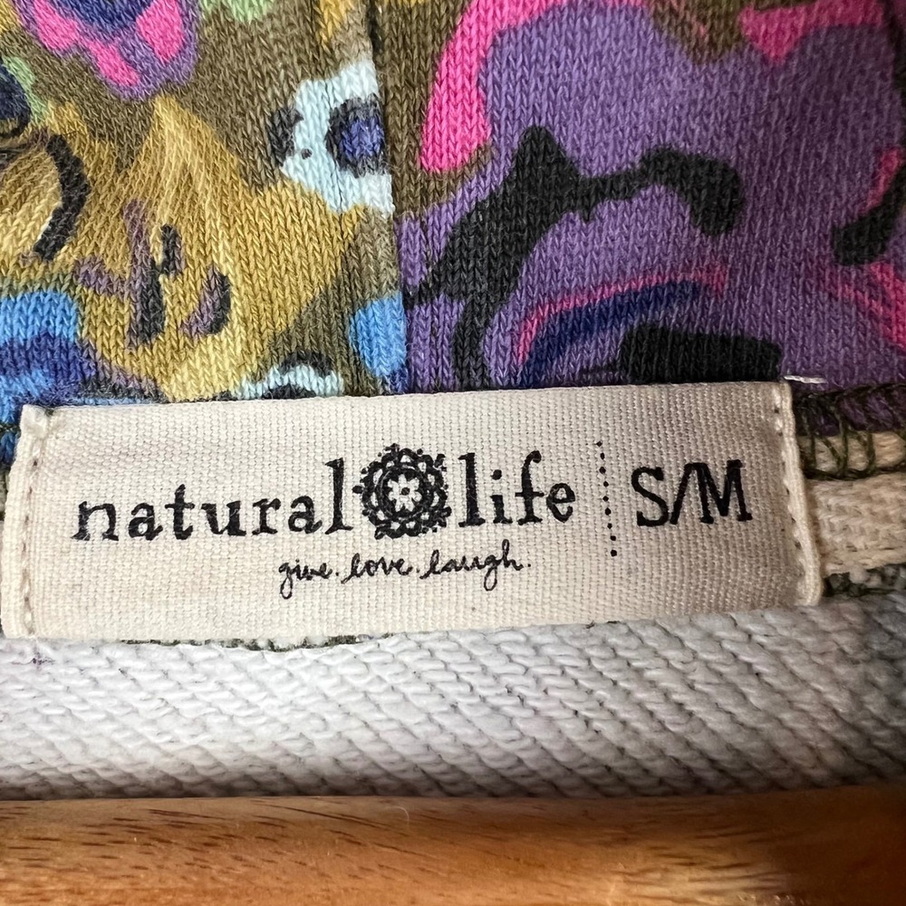 Natural Life Floral Hoodie Oversized Pullover Blue Purple Green S/M - Picture 7 of 12